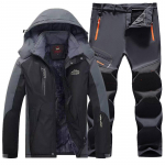 Vyri&scaron;kas žiemos sniego alpinizmo rinkinys lauke, &scaron;ilta, vandeniui atspari striukė + &scaron;iltos kelnės, 2 dalių rinkinys 3XL