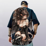 Nauji 3D gražios merginos atspaudas trumpomis rankovėmis mar&scaron;kinėliai vyrams vasariniai vyri&scaron;ki mar&scaron;kinėliai kasdieniai vyri&scaron;ki drabužiai gatvės hiphopo puloveris didelio dydžio vir&scaron;us S