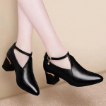Mada Smailianosiai Kulnas Dirželiai Aplink Kulnį Moteri&scaron;ki Batai Auk&scaron;takulniai Pavasaris Ruduo Universalūs Retro Storas Kulnas Vienviečiai Batai Zapatos De Mujer 35 juoda