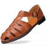 Madingi natūralios odos sandalai Italijos stiliaus Gladiatus Madingi verslo suknelės sandalai Rankų darbo odiniai batai vyri&scaron;ki sandalai Didelis dydis 38-48 38 ruda