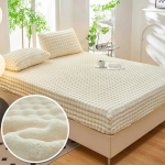 Žiemos lova &scaron;ilta paklodė patalynė čiužinio užvalkalas Storas pliu&scaron;inis elastinis paklodė Žiemos koralų vilnos prabangus dvigulės lovos užvalkalas 90X200CM Only a sheet