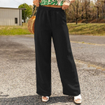 Moteri&scaron;kos pavasario ir vasaros naujos kasdienės moteri&scaron;kos ki&scaron;enės plačiomis medvilninės lininės laisvos kelnės S juoda