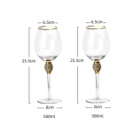 4/2 vnt. Kūrybi&scaron;ka stiklinė su auksiniu kra&scaron;teliu Raudono vyno Kokteilių &Scaron;ampano Viskiui Gėrimo taurė Baro Vakarėlio Taurė Vestuvių reikmenys Dovana 301-400ml