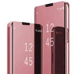 Prabangus i&scaron;manusis dėklas Samsung Galaxy S24 Ultra S23 Plus S21 S20 FE S10 S9 S8 Plus S23 FE veidrodinis odinis i&scaron;manusis atlenkiamas atraminis dėklas S24 rožinio aukso spalvos