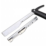 Vintažiniai plaukų &scaron;alinimo įrankiai su medine rankena, senas skustuvo rinkinys, nerūdijančio plieno kirpėjo skustuvas, tiesus kra&scaron;tas, sulankstomas, dovana