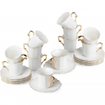 Espreso puodeliai ir lėk&scaron;tutės, 2,4 uncijos, 12 vnt. rinkinys, auksinis kra&scaron;tas, demitasse espreso puodeliai, porcelianiniai espreso puodeliai su lėk&scaron;tute other