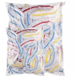 100 vnt. Elastiniai maisto dangteliai, Vienkartiniai plastikiniai dubenėlių dangteliai vaisių ir daržovių laikymui, &Scaron;viežumą sandarinanti plėvelė