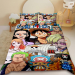 Anime One Piece Antklodės užvalkalas Luffy Animacinis patalynės komplektas Antklodės užvalkalas Viengulis Karali&scaron;ko dydžio Miegamojo dekoravimui Gimtadienio dovanos EU Single 135x200cm