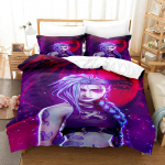 Arcane JinX Patalynės Komplektas 3D Anime Poliesterio Antklodės Užvalkalų Komplektai Dovana Draugams Karalienės Karaliaus Dydžio Patalynės Komplektai Žaidimas Arcane Patalynė Usqueen228x228cm