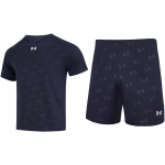 Under Armour logotipo spausdinami kvėpuojantys megzti trumparankoviai mar&scaron;kinėliai bėgimui, treniruotėms, penkių ta&scaron;kų &scaron;ortai, kasdienis sportinis komplektas 21500531-409+21500231-409 S