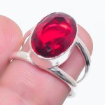Natural Garnet Gemstone Handmade 925 Sterling Silver Jewelry Ring Size 6.5 y8b73