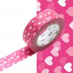 Masking tape - Nu&eacute;e de coeurs rose - 1,5 cm x 7 m rožinė