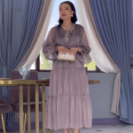 2024 m. vasarinė moteri&scaron;ka vienspalvė su raukiniais ir tinkleliu eleganti&scaron;ka suknelė X-Small violetinė