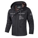 Vyri&scaron;ka laisvalaikio striukė Parka Rudeninė vyri&scaron;ka striukė su gobtuvu, vienspalvė 5XL juoda