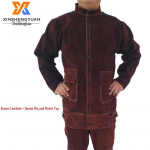 Karvės odos suvirintojo striukė: Atsparus kar&scaron;čiui, Apsaugantis nuo nudegimų, Apsauga nuo lankinio suvirinimo, Izoliuota oda suvirintojams.