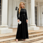 Didelio dydžio rudens ir žiemos moteri&scaron;ka suknelė Eleganti&scaron;ko temperamento įžymybių stiliaus ilga suknelė Auksinio aksomo grynos spalvos auk&scaron;čiausios kokybės jausmingos suknelės 2XL