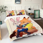 Zootopia Judy NickAntklodės užvalkalų rinkinys Antklodė Patalynė 3D Vaikams Patalynės rinkinys 3 dalys 1 Antklodės užvalkalas Karaliaus dydis EU Single(135*200cm)3pcs
