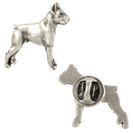 Boxer, German Boxer II - Silver-plated dog brooch, elegant pin, jacket lapel decoration by Art-Dog brand sidabras
