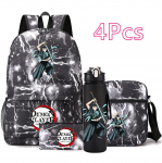 4 vnt./rinkinys Anime Demon Slayer spausdintas kuprinė su 750 ml vandens buteliuku paaugliams studentams merginoms berniukams, didelės talpos, vandeniui atsparus krep&scaron;ys knygoms, dovana