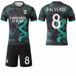 2025-26 Real Madrid juodos ir žalsvai mėlynos spalvos drakono specialus leidimas #9 Mbapp&eacute; #7 Vin&iacute;cius Futbolo mar&scaron;kinėliai XL