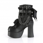Madingi moteri&scaron;ki ankle boots su kaspinėliu, goti&scaron;ki, vintažiniai, su apvaliu nosies galiuku, kvadratiniu kulnu, platforma, plok&scaron;čiapadžiai, punk, moteri&scaron;ki vakarėlio batai 35 juoda