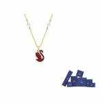 Swarovski gulbės karoliai moterims auksiniai/raudoni F-Original brand box raudona