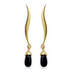 Les Tr&eacute;sors De Lily [C6351] - Boucles Plaqu&eacute; Or 'Nora' Onyx dor&eacute; - 35x4 mm