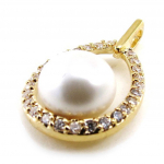 Les Tr&eacute;sors De Lily [J0198] - Pendentif plaqu&eacute; or 'Sissi' blanc dor&eacute; - 20x15 mm
