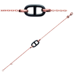 Les Tr&eacute;sors De Lily [L4633] - Bracelet Plaqu&eacute; Or 'Maille Marine' c&eacute;ramique noir ros&eacute; (gold pink) - 19x10 mm juoda