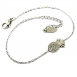 Les Tr&eacute;sors De Lily [P8169] - Bracelet acier 'Ananas' blanc argent&eacute; - 12x6 mm balta
