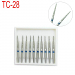 10 vienetų/dėžutė Dental High Speed ​​Bur Deimantinis poliravimo dantų gręžtuvas odontologijos įranga TC-28