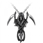 316L nerūdijančio plieno javapjūtės dalgio kaukolės pakabukas Grim Reaper gotikinis mirties pakabukas karoliai papuo&scaron;alai Steel chain & pendant