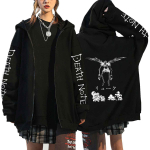 Death Note Harajuku Anime Paltai su užtrauktuku Gobtuvėliai Vyri&scaron;ki &scaron;varkai Laisvalaikio laisvi gobtuvai su užtrauktuku Manga L Lawliet Spausdintos vir&scaron;ūnės Megztiniai Unisex Couple Streetwear L