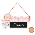 Les Tr&eacute;sors De Lily [A0712] - Plaque bois personnalisable 'Le Petit Monde de . . . ' rose (dreamcatcher) - 19. 5x10. 5 cm ry&scaron;kiai rožinė