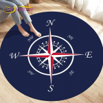 &bdquo;Compass Round Area&ldquo; kilimėlis, retro stiliaus britų karinio jūrų laivyno naujojo pasaulio atradimo kilimėlis, svetainės miegamojo kilimai, neslidūs kilimėliai vaikams žaisti Diameter 120cm