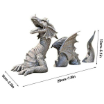 Naujas didelis drakono gotikinis sodo dekoro statulos dervos ornamentas lauko dekoravimui statulos dekoravimui pilka