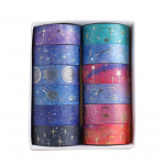12 vnt/dėžutė Žvaigždėtas dangus Astrolabe Moon Planet Washi Tape Maskavimo juosta Kanceliarinės prekės Žurnalas Washitape Dekoracija Auksinė folija Washi Tape įvairiaspalvis