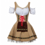 Moteri&scaron;kas &bdquo;Oktoberfest&ldquo; kostiumas Vokietijos Bavarijos &bdquo;Dirndl&ldquo; alaus tarnaitė puo&scaron;ni suknelė S-4XL 3XL chaki