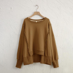 Dydžio L-XL 100% medvilnės moteri&scaron;ki džemperiai ilgomis rankovėmis, su lopais, atviri &scaron;onai, gatvės stiliaus, Harajuku, puloveriai, rudiniai drabužiai moterims One size kupranugaris