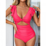 Vienetiniai raukiniai maudymosi kostiumėliai moterims V kaklo, rauginto kaklo monokini maudymosi kostiumėliai paplūdimio banglenčių dėvėjimui