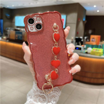 Prabangi dengta madinga meilės &scaron;irdelės apyrankės grandinėlė blizgantis telefono dėklas iPhone 14 13 12 11 Pro X XR Xs Max SE2 3 7 8 Plus dangtelis For iPhone SE2 2020
