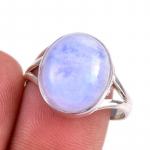Natūralus vaivoryk&scaron;tinis mėnulio akmuo 925 prabos sidabro žiedas, dydis 8.5 I2a15