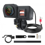 3.4A motociklo įkroviklis QC3.0 PD greito įkrovimo dvigubas USB telefono įkrovimo adapteris su įtampos ekranu ir įjungimo/i&scaron;jungimo jungiklio modifikavimo priedais Dual QC3.0