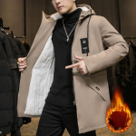Rudens ir žiemos mados tendencija Solid Color Plus Fleece Trench Coat Vyri&scaron;kas laisvalaikis laisvas storas &scaron;iltas didelio dydžio paltas 4XL juoda