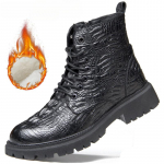 Vyri&scaron;ki žieminiai &scaron;ilti sniego batai su dirbtinio kailio pamu&scaron;alu, suvarstomi PU odos motociklininko aulinukai vyrams, žygio Chukka aulinukai, kasdieniai verslo darbo batai 44