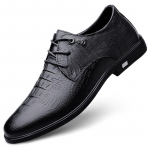 Pavasario mados natūralios odos batai vyrams, suvarstomi krokodilo tekstūros Oxfords Gentleman's stilingi biuro laisvalaikio batai 36