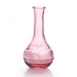 Vase Vintage en verre &agrave; reliefs - Rose - 7,5 x 15,8 cm