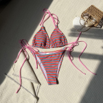 Bikinis moterims, dryžuotas, blokų spalvų maudymosi kostiumėlis, dviejų dalių, suvarstomas halteris, paplūdimio apranga, moteri&scaron;kas stringų maudymosi kostiumėlis, seksualus maudymosi kostiumėlis L