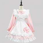 Japonų tarnaitės cosplay miela lolita vakarėlio suknelė juoda balta ilgomis rankovėmis klasikinė prijuostė tarnaitės vaidmenų žaidimas padavėja persirenginėjimas XXXL rožinė