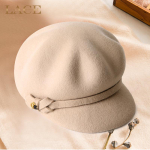 Moteri&scaron;ka korėjieti&scaron;ko stiliaus beretė: Vilnos veltinio tapytojo kepurė rudeniui / žiemai &ndash; laisvalaikio laikra&scaron;čio ir briti&scaron;ko stiliaus a&scaron;tuonkampis dizainas Adjustable Adult Size (55-58cm) vyno raudonos spalvos